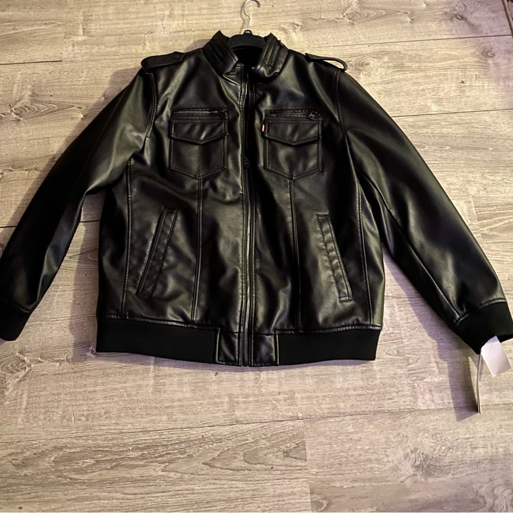 New Men's Levi's® Faux-Leather Sherpa-Lined Aviator Bomber Jacket